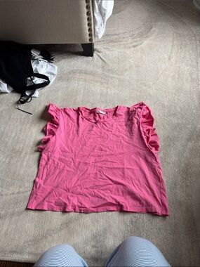 Zara Hot Pink Ruffle Sleeve Tee